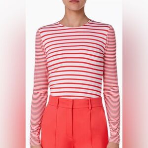 Akris Punto Red and White Striped Long Sleeve Top